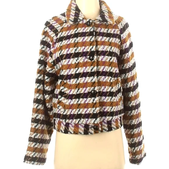Scotch & Soda Wool Houndstooth Plaid Coat Cute Fall Jacket